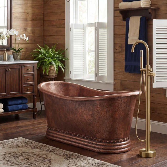 Akicon Custom Copper and Ceramic Bathtub Luxury Freestanding Bath — AKB70008-C