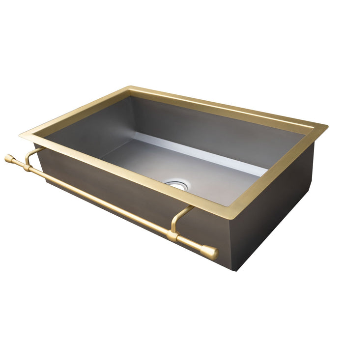 Akicon Handmade Custom Copper Kitchen Sink with Pot Rail — AKS506-C