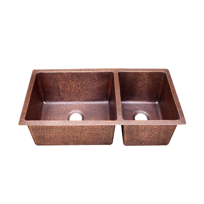 Akicon Custom Handmade Copper Double Bowl Undermount  Kitchen Sink — AKS601-C
