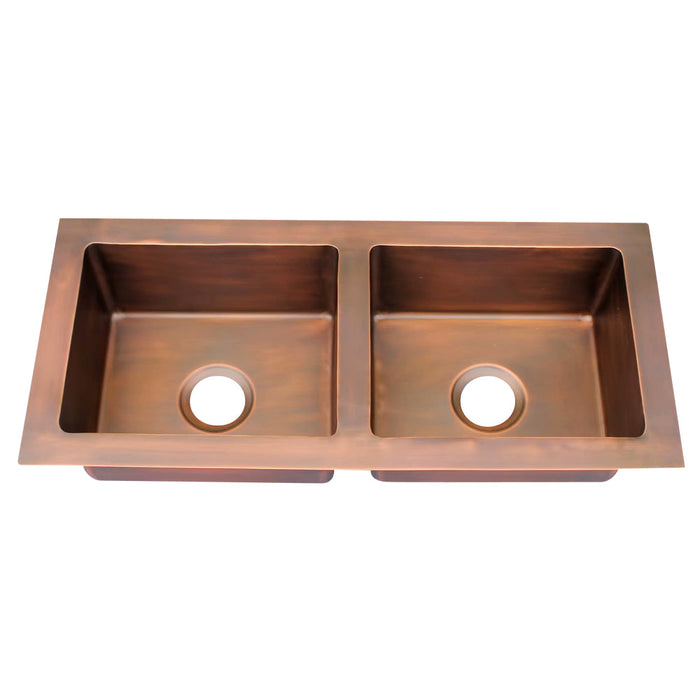 Akicon Custom Handmade Copper Double Bowl Undermount  Kitchen Sink — AKS601-C