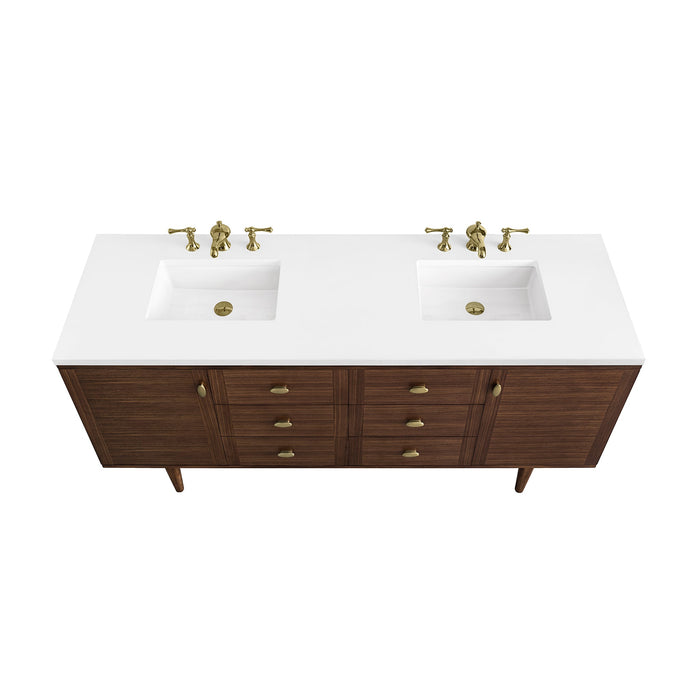 James Martin Amberly 72" Dual Mount Double Bathroom Vanity, Mid-Century Walnut