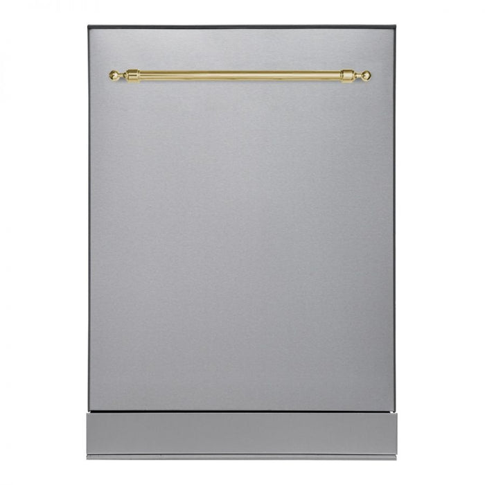 Hallman 24"Dishwasher, Stainless Steel Metal Spray Arms, Stainless Steel, Classico Brass handle HCDW24BSSS