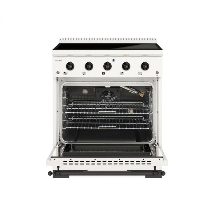 HALLMAN Classico 30" Induction Range, White, Black Stainless Trim HCLIR30BXWT