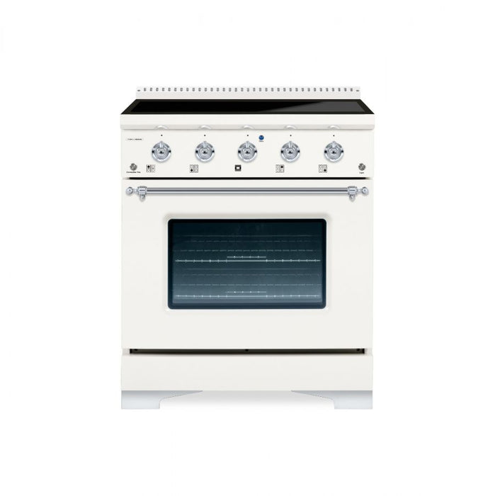 HALLMAN Classico 30" Induction Range, White, Chrome HCLIR30CMWT