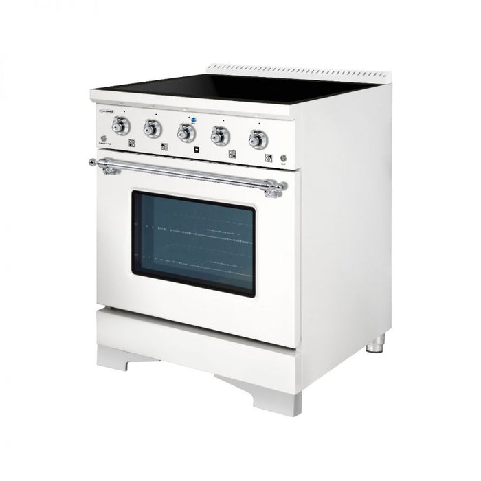 HALLMAN Classico 30" Induction Range, White, Chrome HCLIR30CMWT