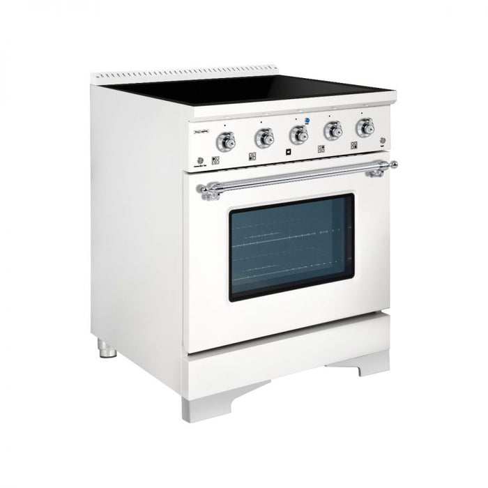 HALLMAN Classico 30" Induction Range, White, Chrome HCLIR30CMWT