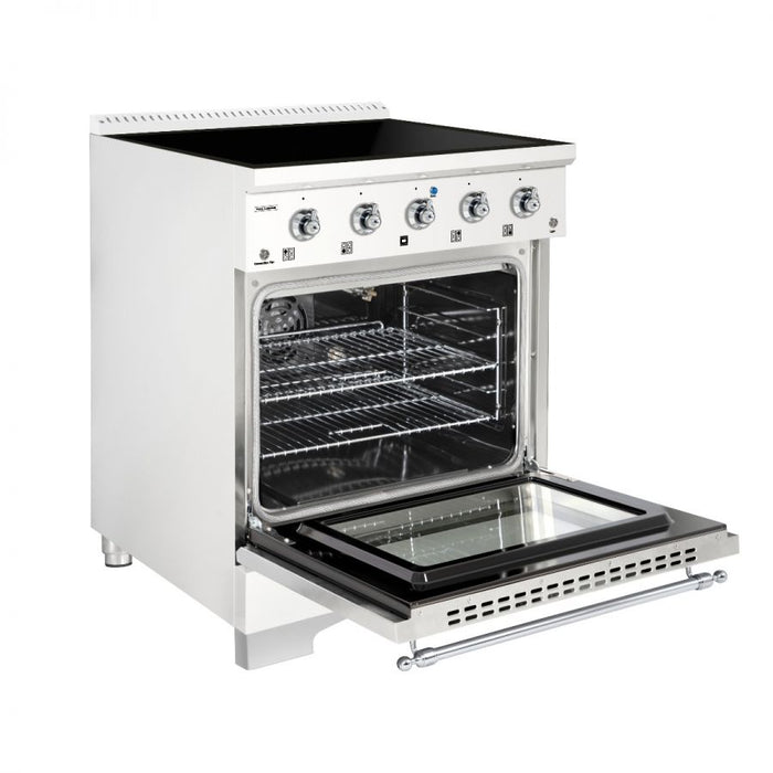 HALLMAN Classico 30" Induction Range, White, Chrome HCLIR30CMWT