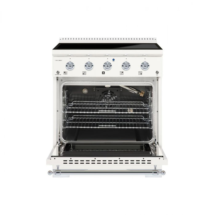 HALLMAN Classico 30" Induction Range, White, Chrome HCLIR30CMWT