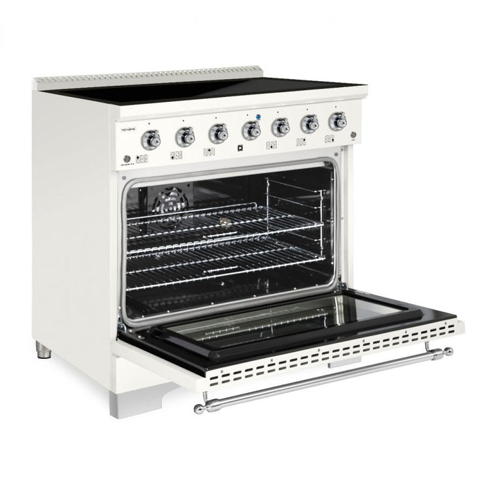 HALLMAN Classico 36" Induction Range, Antique White, Chrome Trim HCLIR36CMAW