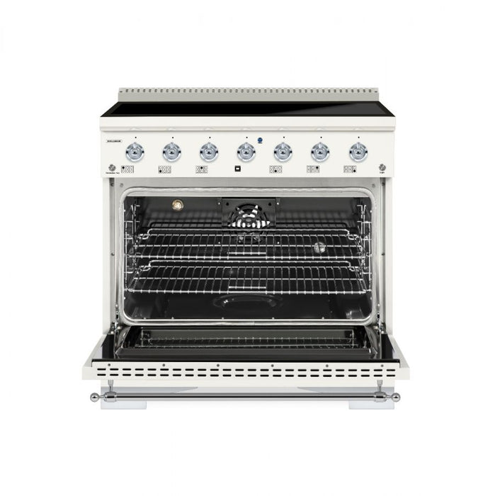 HALLMAN Classico 36" Induction Range, Antique White, Chrome Trim HCLIR36CMAW