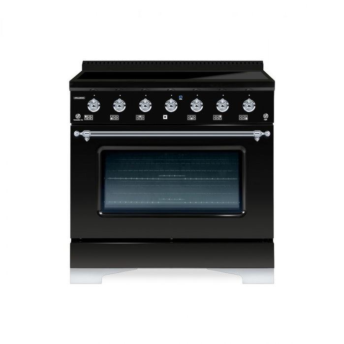 HALLMAN Classico 36" Induction Range, Glossy Black, Chrome Trim HCLIR36CMGB