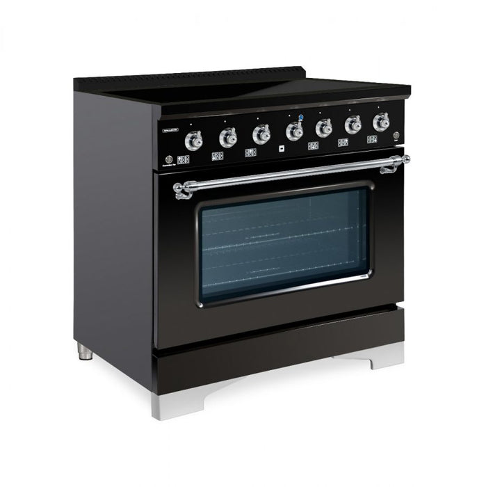 HALLMAN Classico 36" Induction Range, Glossy Black, Chrome Trim HCLIR36CMGB