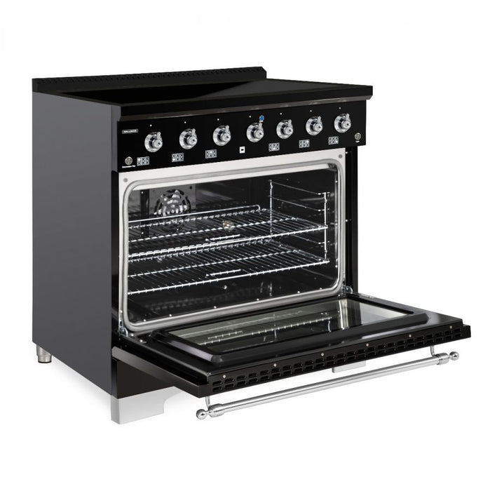 HALLMAN Classico 36" Induction Range, Glossy Black, Chrome Trim HCLIR36CMGB