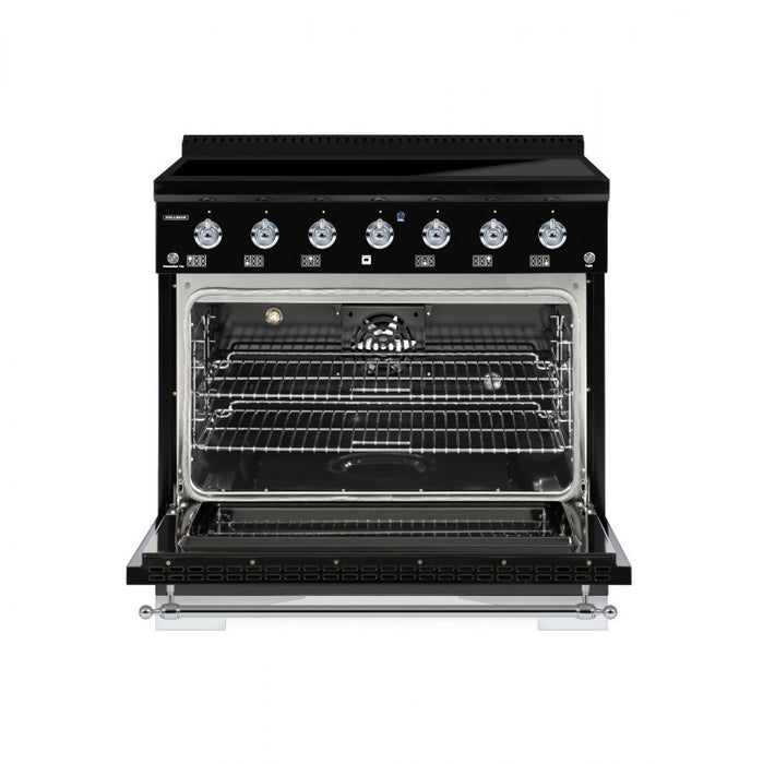 HALLMAN Classico 36" Induction Range, Glossy Black, Chrome Trim HCLIR36CMGB