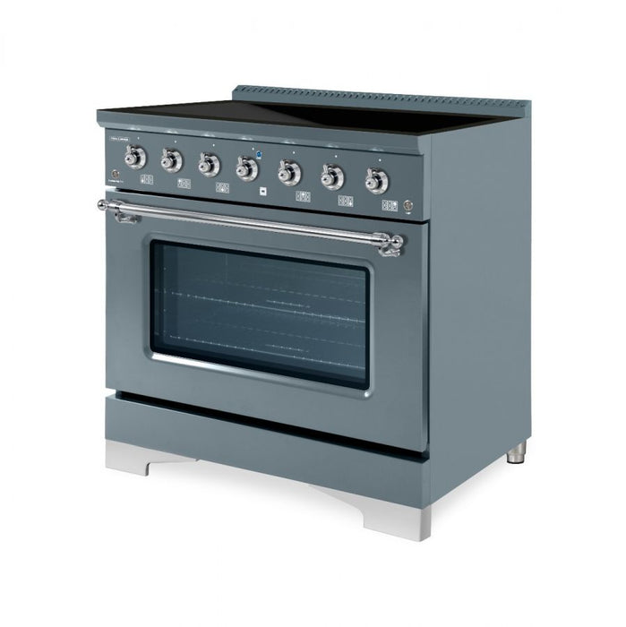 HALLMAN Classico 36" Induction Range, Blue Grey, Chrome Trim HCLIR36CMGR