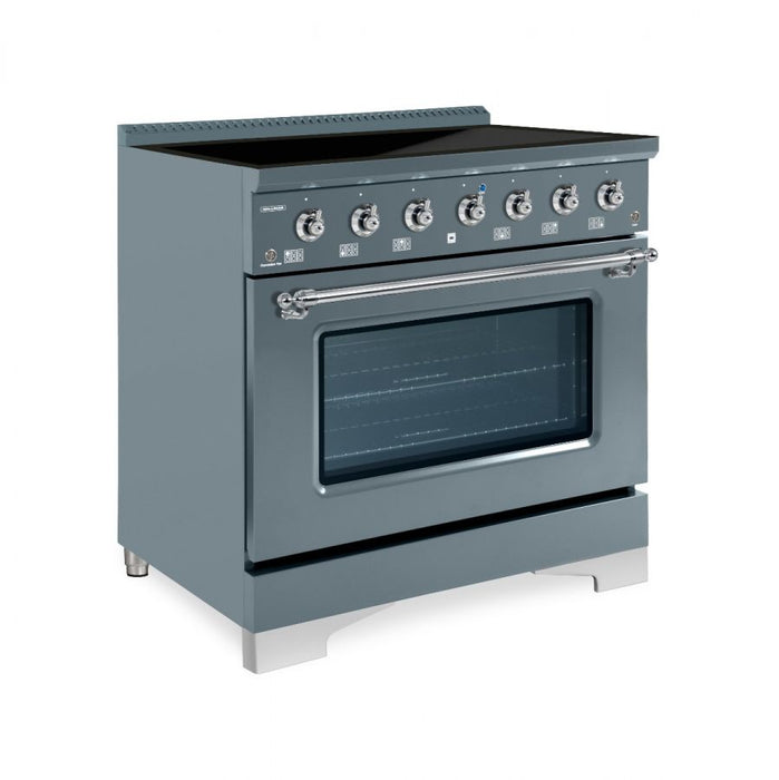 HALLMAN Classico 36" Induction Range, Blue Grey, Chrome Trim HCLIR36CMGR