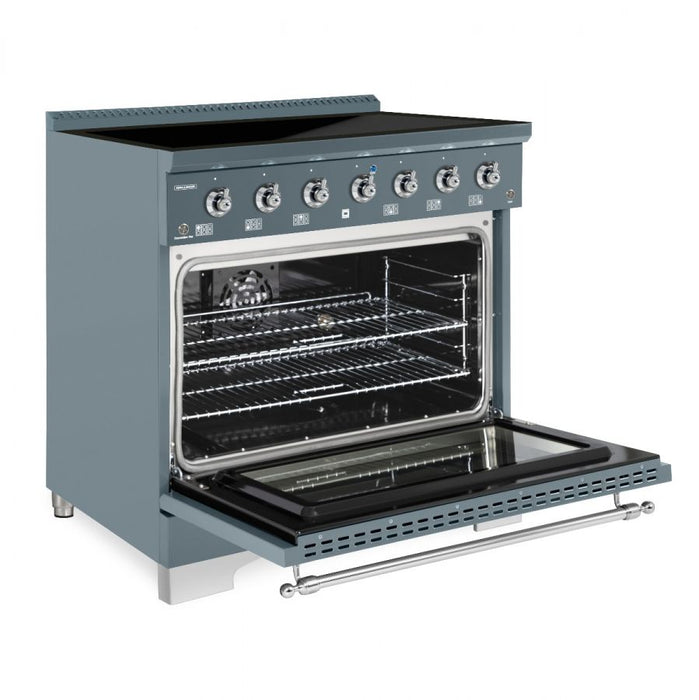 HALLMAN Classico 36" Induction Range, Blue Grey, Chrome Trim HCLIR36CMGR