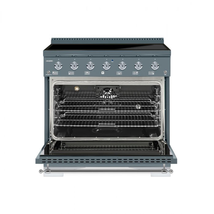 HALLMAN Classico 36" Induction Range, Blue Grey, Chrome Trim HCLIR36CMGR