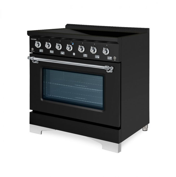 HALLMAN Classico 36" Induction Range, Matte Graphite, Chrome Trim HCLIR36CMMG