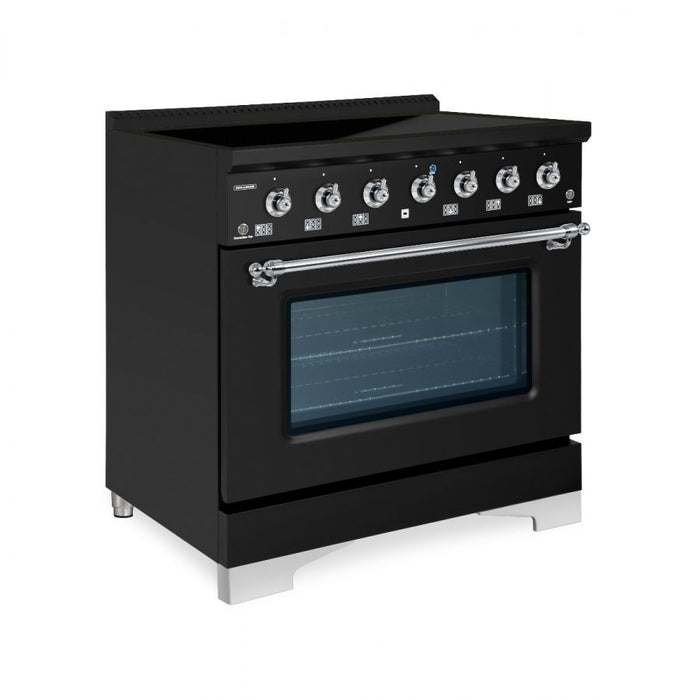 HALLMAN Classico 36" Induction Range, Matte Graphite, Chrome Trim HCLIR36CMMG