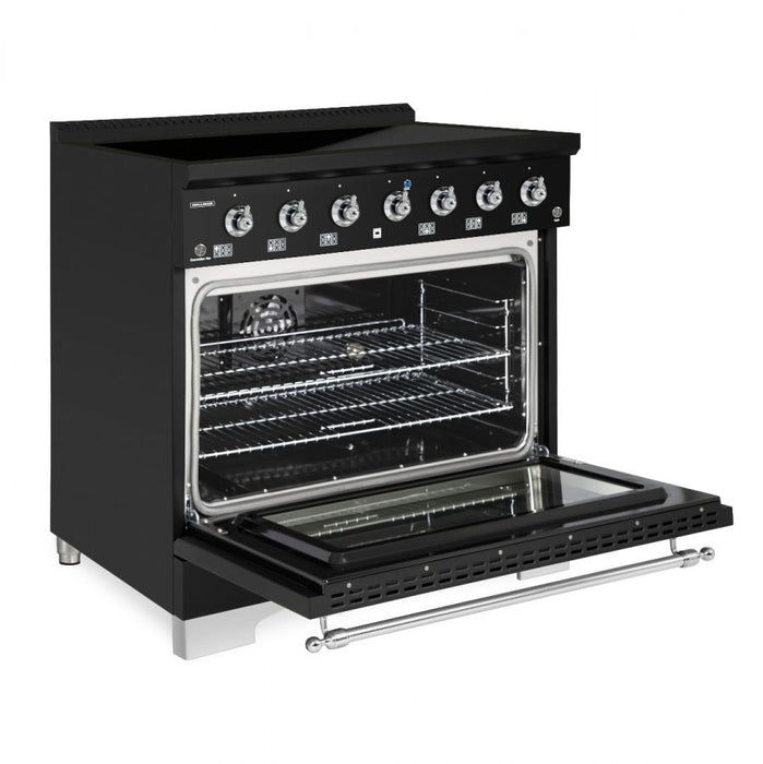 HALLMAN Classico 36" Induction Range, Matte Graphite, Chrome Trim HCLIR36CMMG