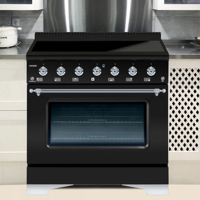 HALLMAN Classico 36" Induction Range, Matte Graphite, Chrome Trim HCLIR36CMMG