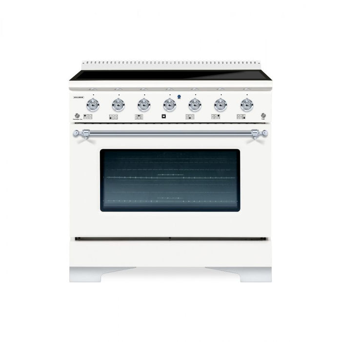 HALLMAN Classico 36" Induction Range, White, Chrome Trim HCLIR36CMWT