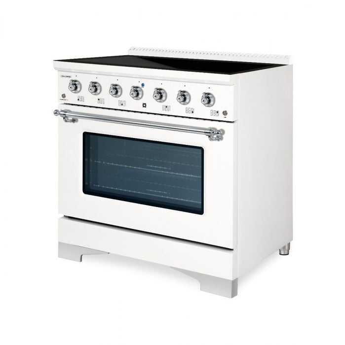 HALLMAN Classico 36" Induction Range, White, Chrome Trim HCLIR36CMWT