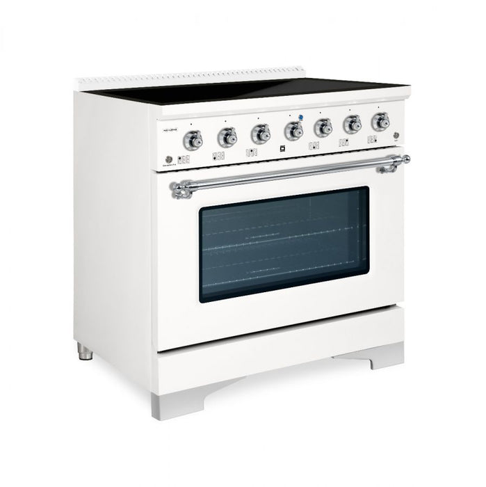 HALLMAN Classico 36" Induction Range, White, Chrome Trim HCLIR36CMWT