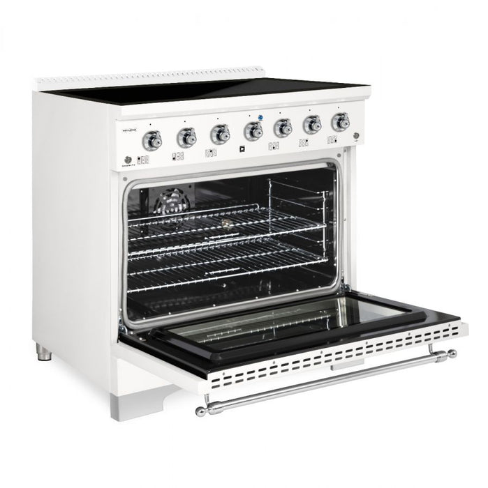 HALLMAN Classico 36" Induction Range, White, Chrome Trim HCLIR36CMWT