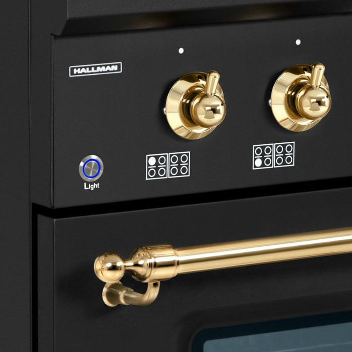 HALLMAN Classico 48" Induction Range, Matte Graphite, Brass Trim HCLIR48BSMG