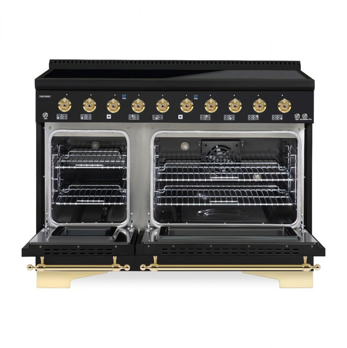 HALLMAN Classico 48" Induction Range, Matte Graphite, Brass Trim HCLIR48BSMG