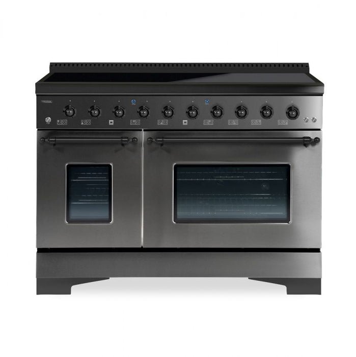 HALLMAN Classico 48" Induction Range, Black Stainless, Black Stainless Trim HCLIR48BXBX