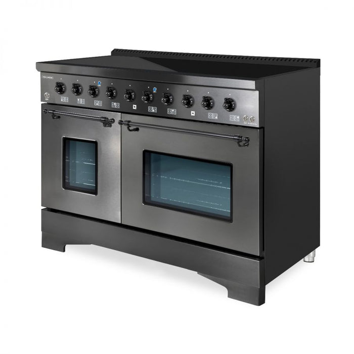 HALLMAN Classico 48" Induction Range, Black Stainless, Black Stainless Trim HCLIR48BXBX