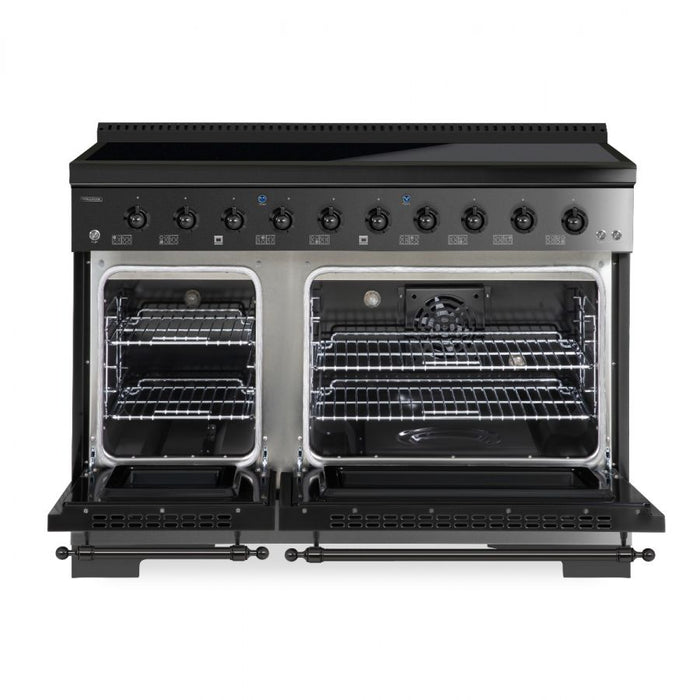 HALLMAN Classico 48" Induction Range, Black Stainless, Black Stainless Trim HCLIR48BXBX