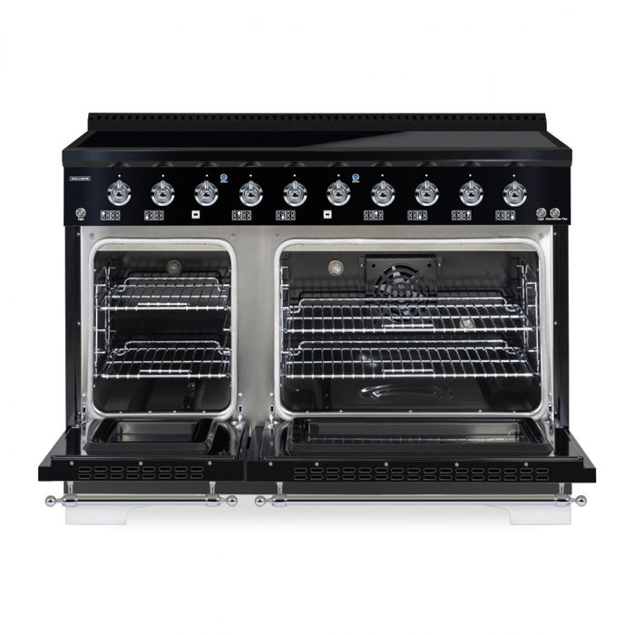 HALLMAN Classico 48" Induction Range, Glossy Black, Chrome Trim HCLIR48CMGB