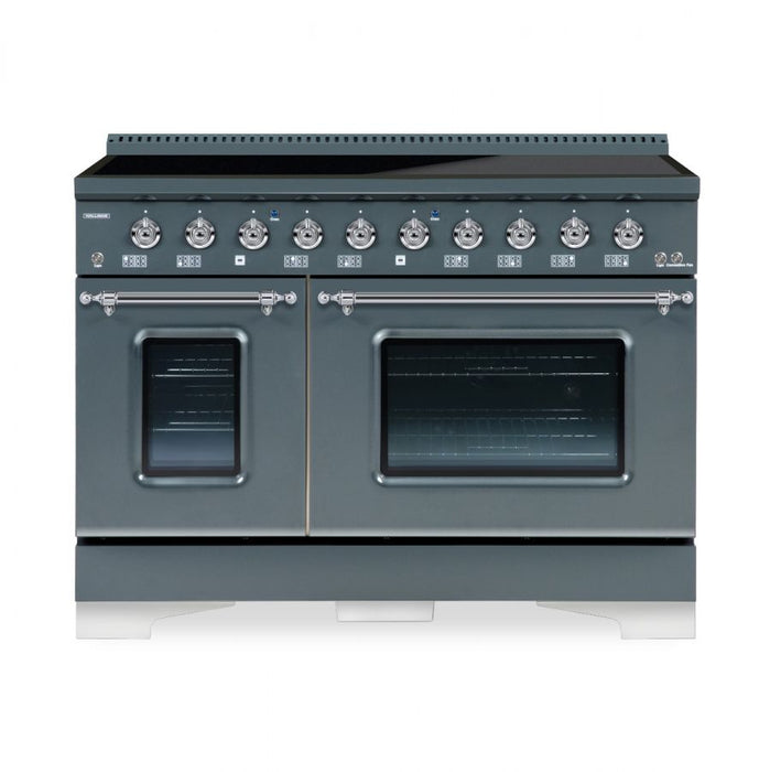 HALLMAN Classico 48" Induction Range, Blue Grey, Chrome Trim HCLIR48CMGR