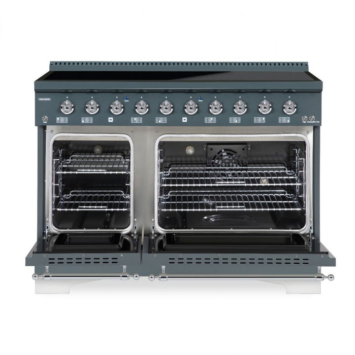 HALLMAN Classico 48" Induction Range, Blue Grey, Chrome Trim HCLIR48CMGR