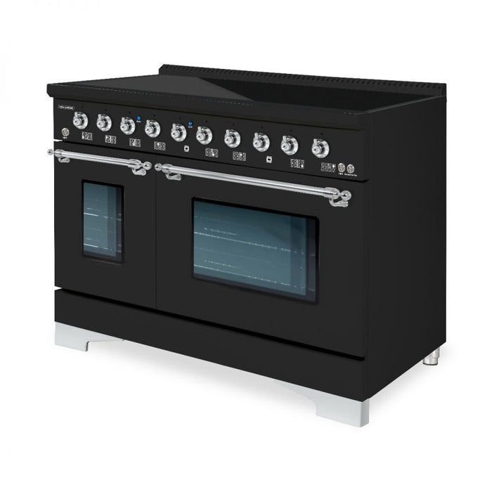 HALLMAN Classico 48" Induction Range, Matte Graphite, Chrome Trim HCLIR48CMMG