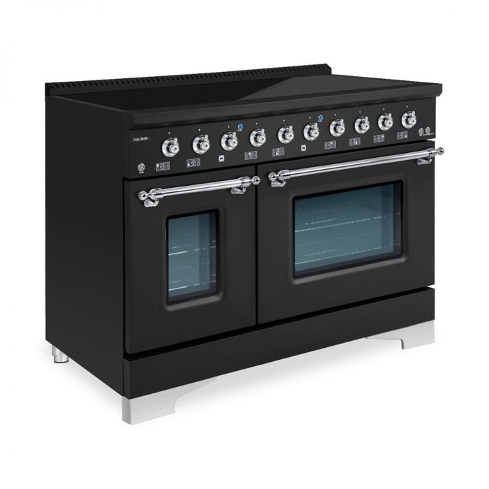 HALLMAN Classico 48" Induction Range, Matte Graphite, Chrome Trim HCLIR48CMMG