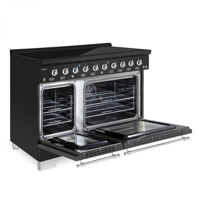 HALLMAN Classico 48" Induction Range, Matte Graphite, Chrome Trim HCLIR48CMMG