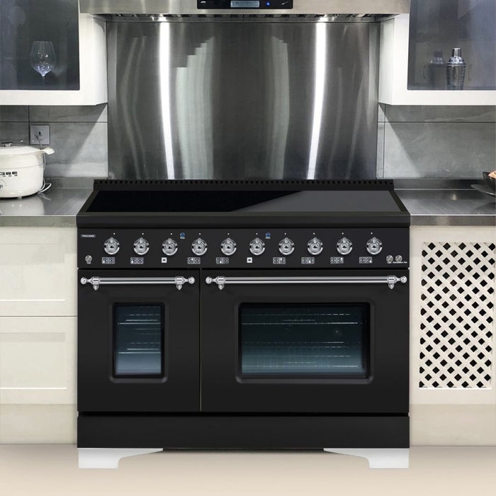 HALLMAN Classico 48" Induction Range, Matte Graphite, Chrome Trim HCLIR48CMMG