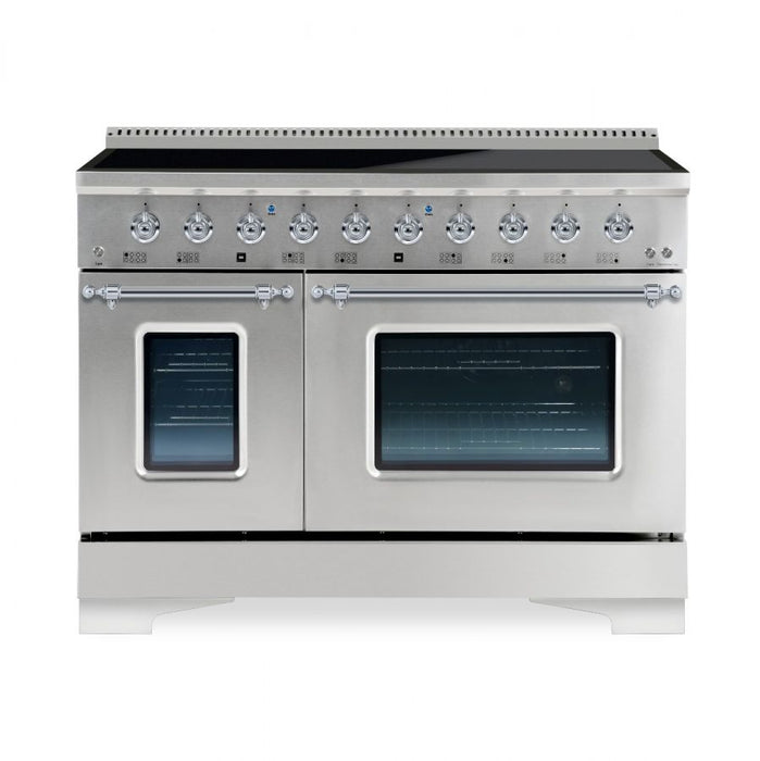 HALLMAN Classico 48" Induction Range, Stainless Steel, Chrome Trim HCLIR48CMSS