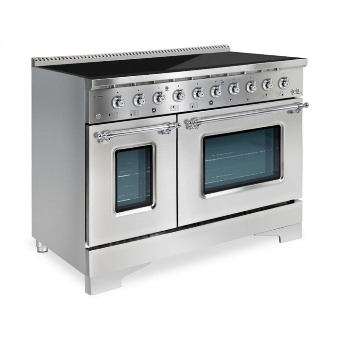 HALLMAN Classico 48" Induction Range, Stainless Steel, Chrome Trim HCLIR48CMSS