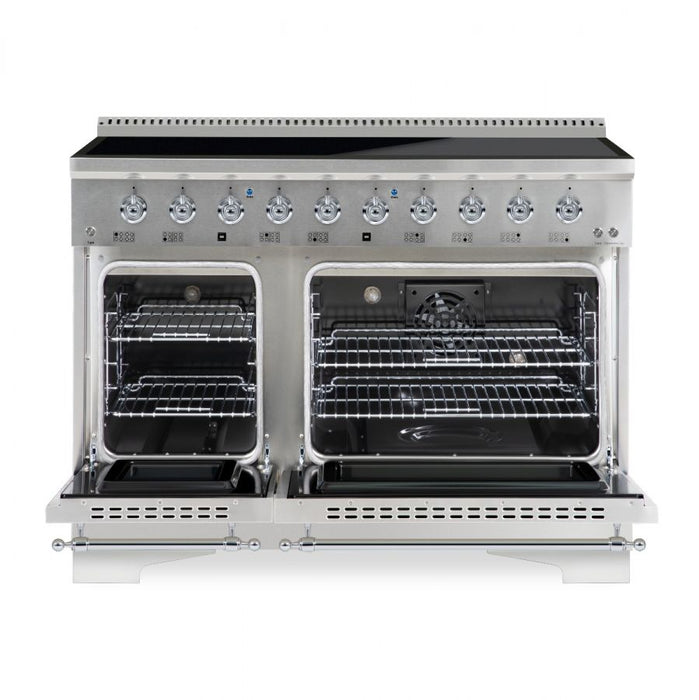 HALLMAN Classico 48" Induction Range, Stainless Steel, Chrome Trim HCLIR48CMSS