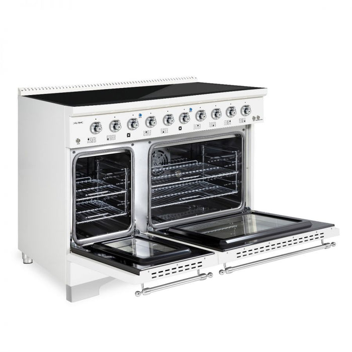 HALLMAN Classico 48" Induction Range, White, Chrome Trim HCLIR48CMWT