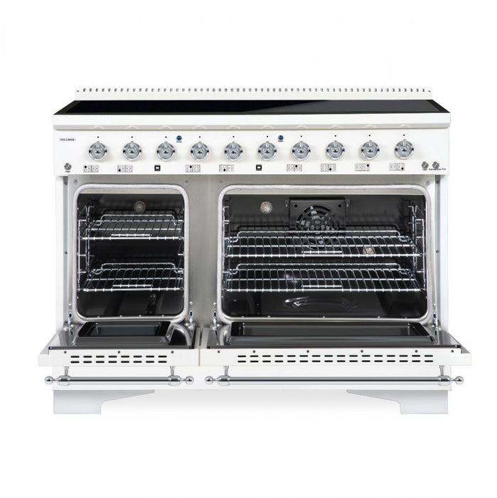 HALLMAN Classico 48" Induction Range, White, Chrome Trim HCLIR48CMWT