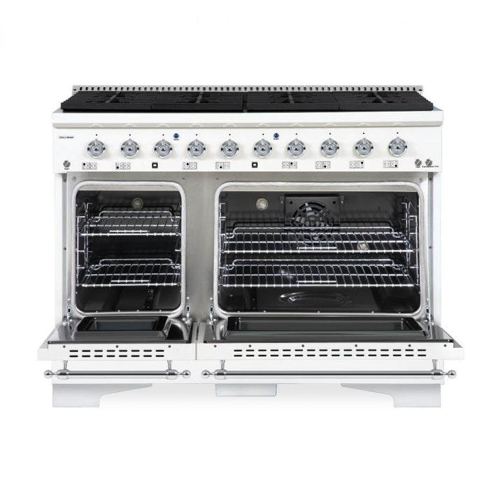 HALLMAN Classico 48" Gas Range, White, Chrome Trim HCLRG48CMWT