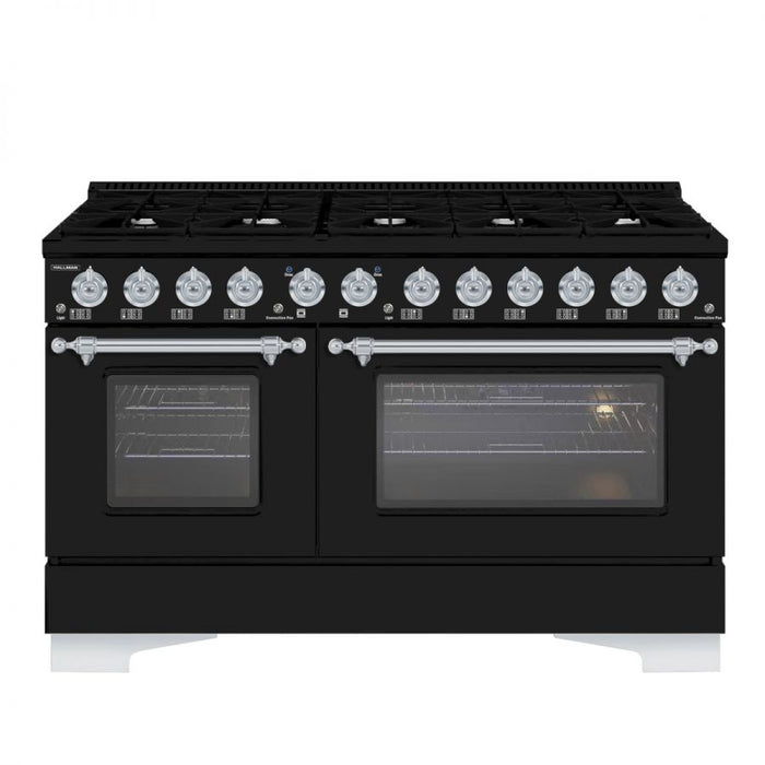 HALLMAN Classico 60" Dual Fuel Range Gas Stove-Electric Oven, Matte Graphite, Chrome Trim HCLRDF60CMMG