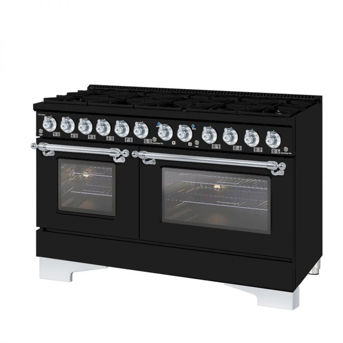 HALLMAN Classico 60" Dual Fuel Range Gas Stove-Electric Oven, Matte Graphite, Chrome Trim HCLRDF60CMMG